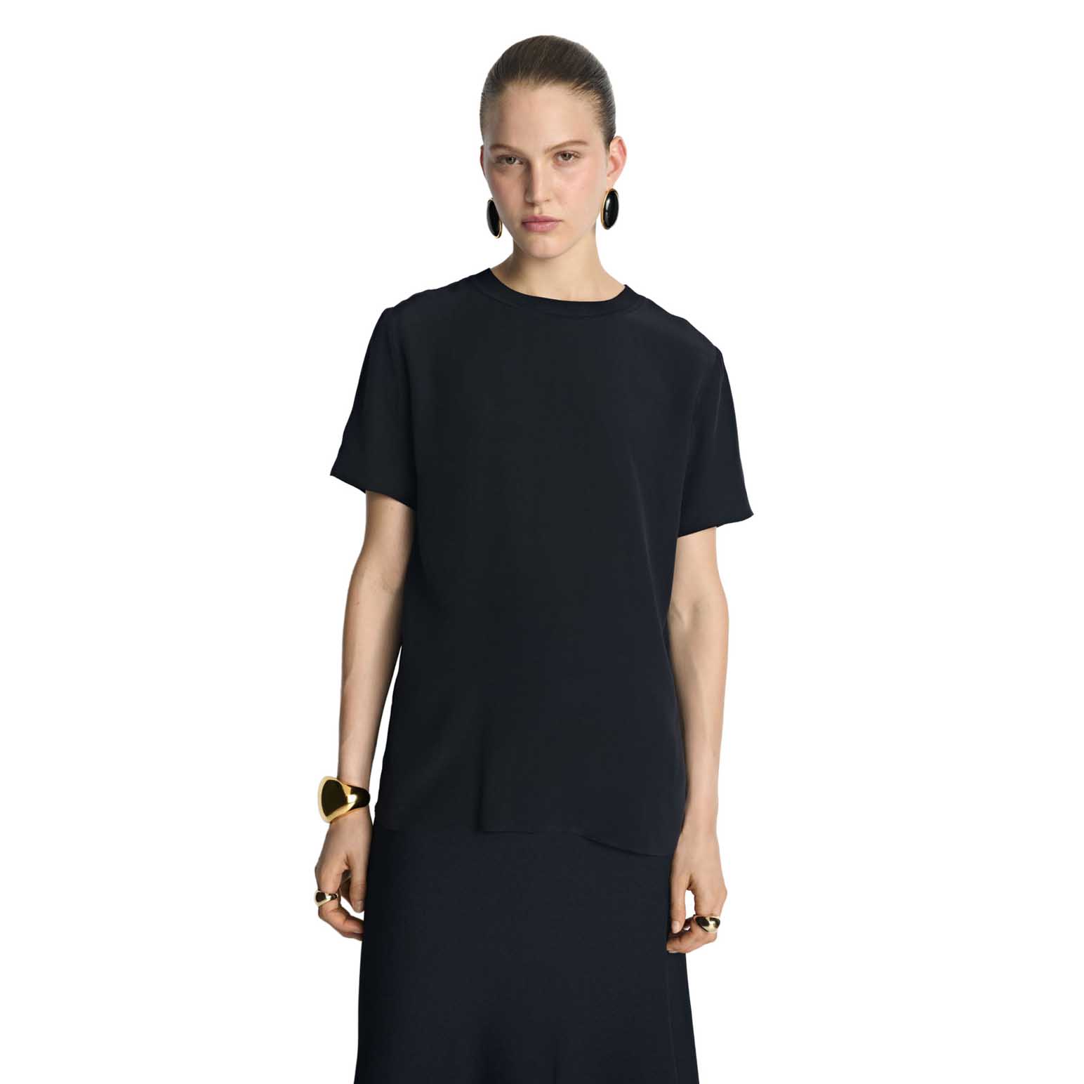 Veronika Maine Silk Rib Neck Top